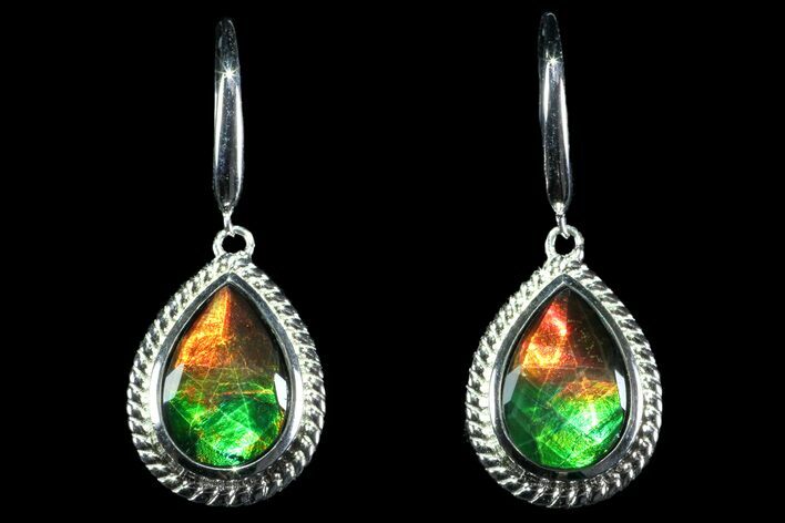 Gorgeous Ammolite Earrings with Sterling Silver #143578
